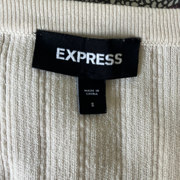 Express Cream Ribbed Bodysuit - Picture 4 of 4